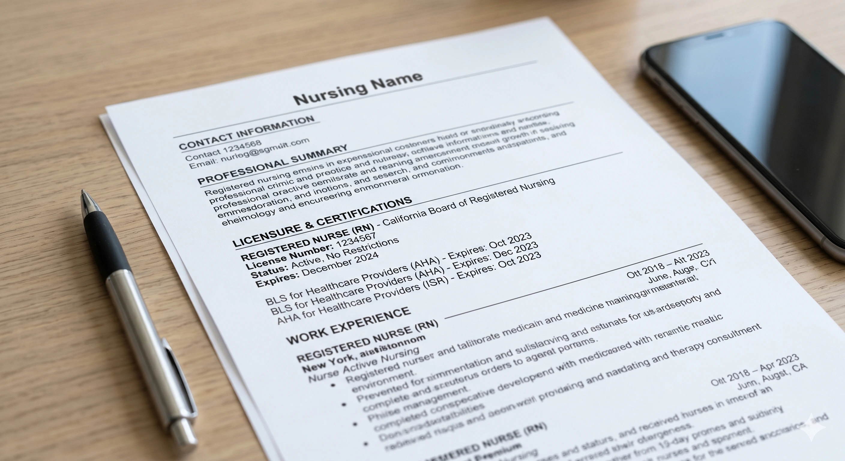 Example showing how to write an RN license on a nursing resume