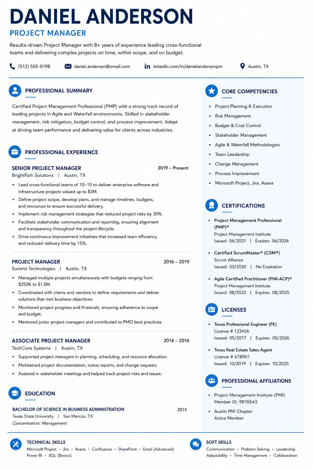 Licenses and certifications on resume example with proper formatting