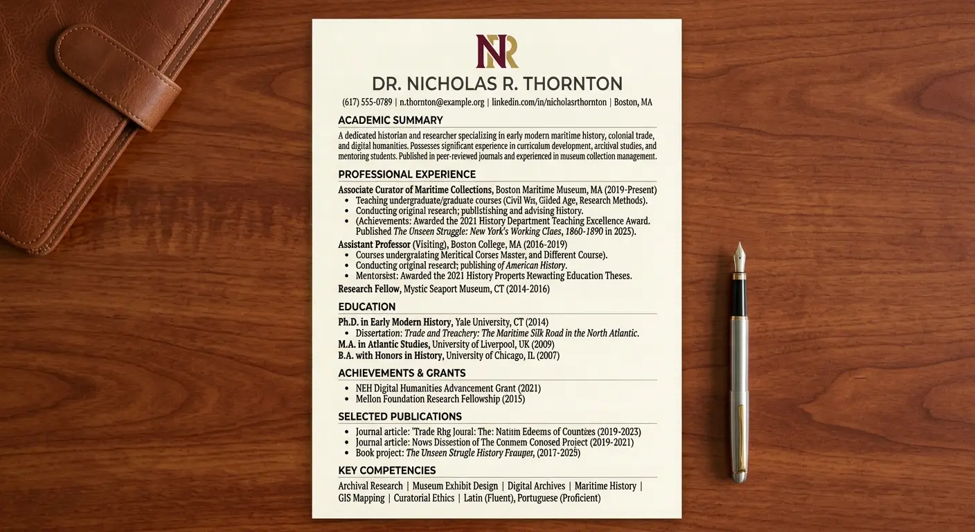 Historian resume guide 2026 with skills, salary data, job duties, and complete resume example